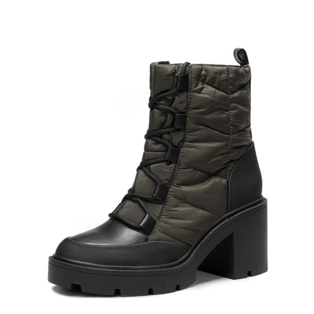 Dream Pairs Chelsea Lace Up Platform Booties Dark Green/ Black
